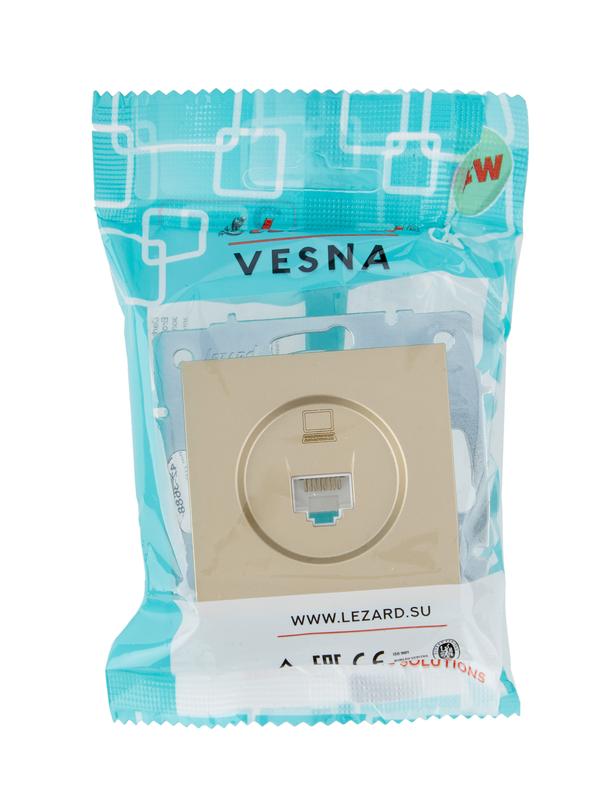  Розетка компьютерная VESNA зол. LEZARD 742-3688-139 фото в каталоге от BTSprom.by