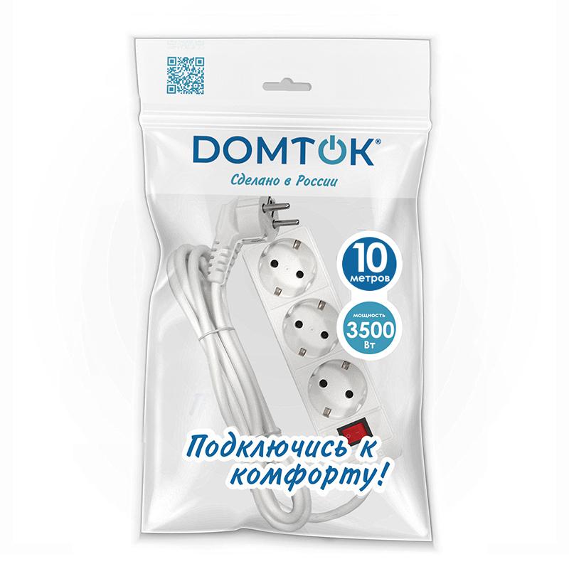 удлинитель 3х10м с заземл. 16а ip20 3.5квт пвс 3х1 с выкл. бел. domtok 2380 от BTSprom.by