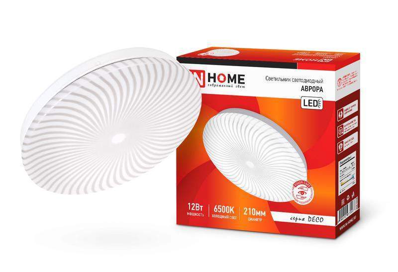 светильник светодиодный deco аврора 12вт 230в 6500к 780лм 210х50мм in home 4690612037356 от BTSprom.by