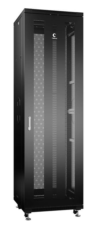 шкаф монтажный телекоммуникационный напольный nd-05c-42u60/60-bk 19дюйм для распред. и серверн. оборудования 42u 600х600х2055мм передн. и задн. перфорир. двери ручка с замком черн. (ral 9004) cabeus 8552c от BTSprom.by