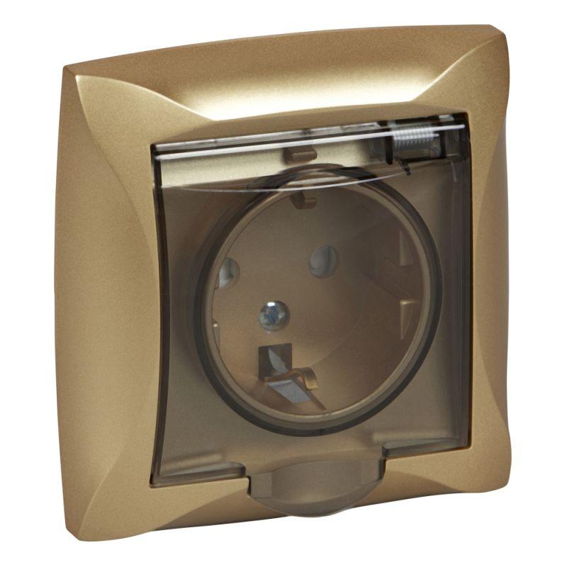 розетка 1-м сп дуэт 16а ip44 с заземл. защ. шторки с крышкой шампань sche wde000448 от BTSprom.by