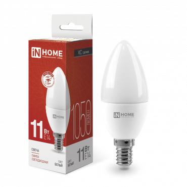 лампа светодиодная led-свеча-vc 11вт свеча 4000к нейтр. бел. e14 1050лм 230в in home 4690612020471 от BTSprom.by