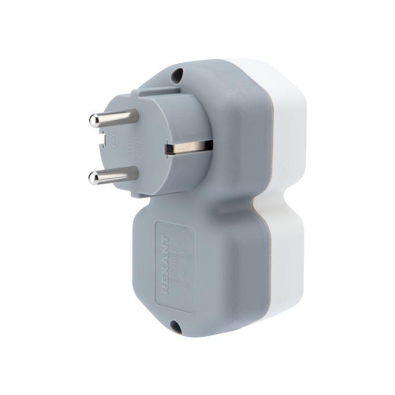  Разветвитель 2-м с заземл. 16А IP20 защ. шторки бел. Rexant 11-1087 фото в каталоге от BTSprom.by