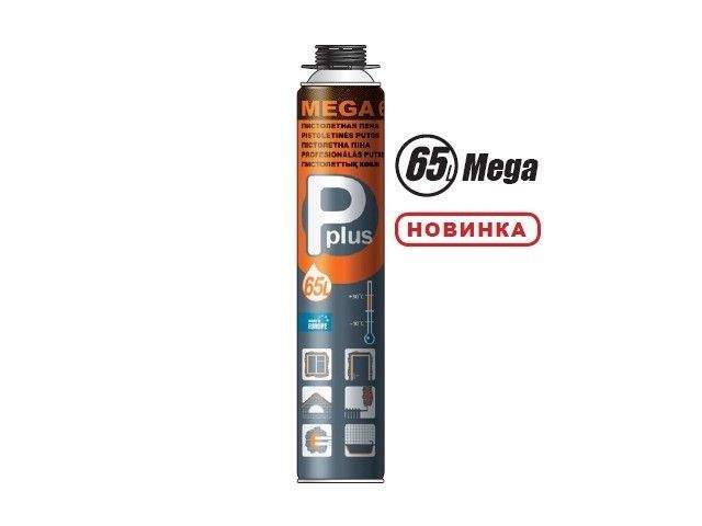 пена монтажная профессиональная всесезонная pplus mega 65l (820мл) (выход до 65л) (p plus) от BTSprom.by