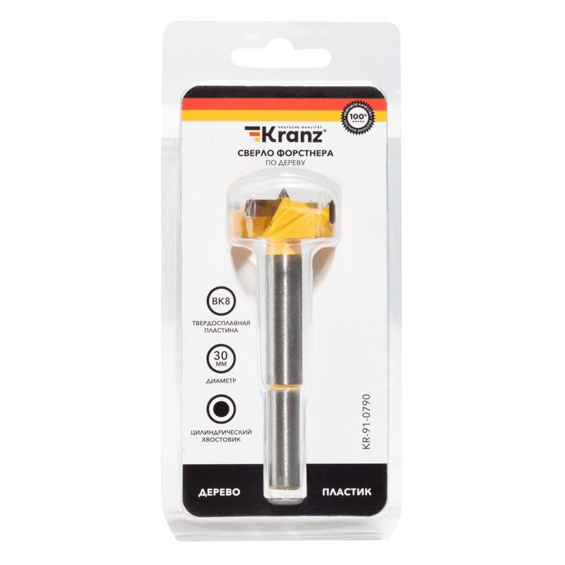  Сверло Форстнера по дереву 30мм цилиндрический хвостовик Kranz KR-91-0790 фото в каталоге от BTSprom.by