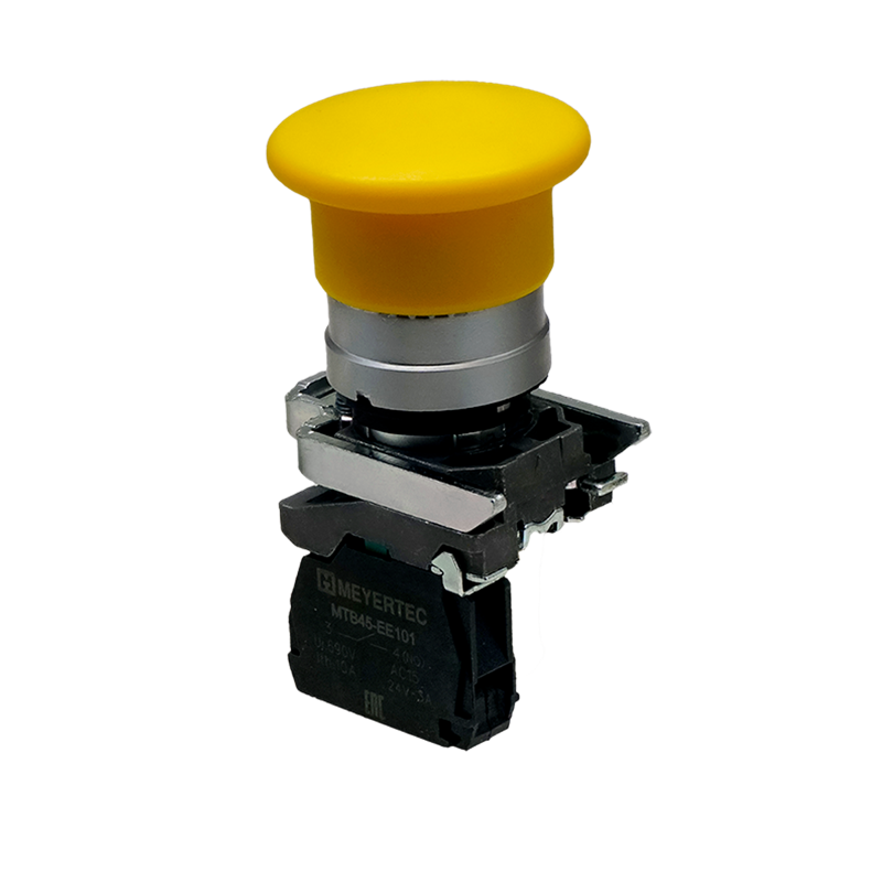 кнопка грибовидная 40мм пружиный возврат 1no ip65 металл mtb4-bc51 желт. овен 137137 от BTSprom.by