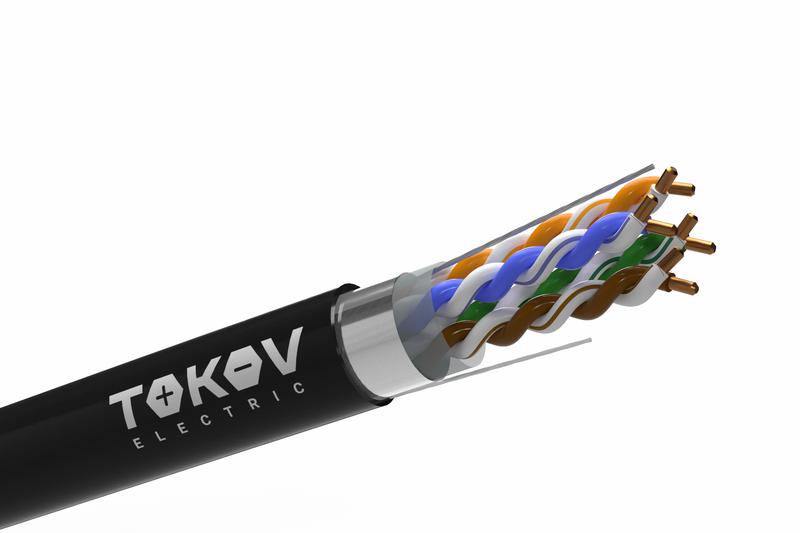 кабель витая пара f/utp 4х2х25 awg(0.45мм) кат.5e pe outdoor fluke tested 305м (м) tokov electric tkl-c05-f42-5e-305-od от BTSprom.by