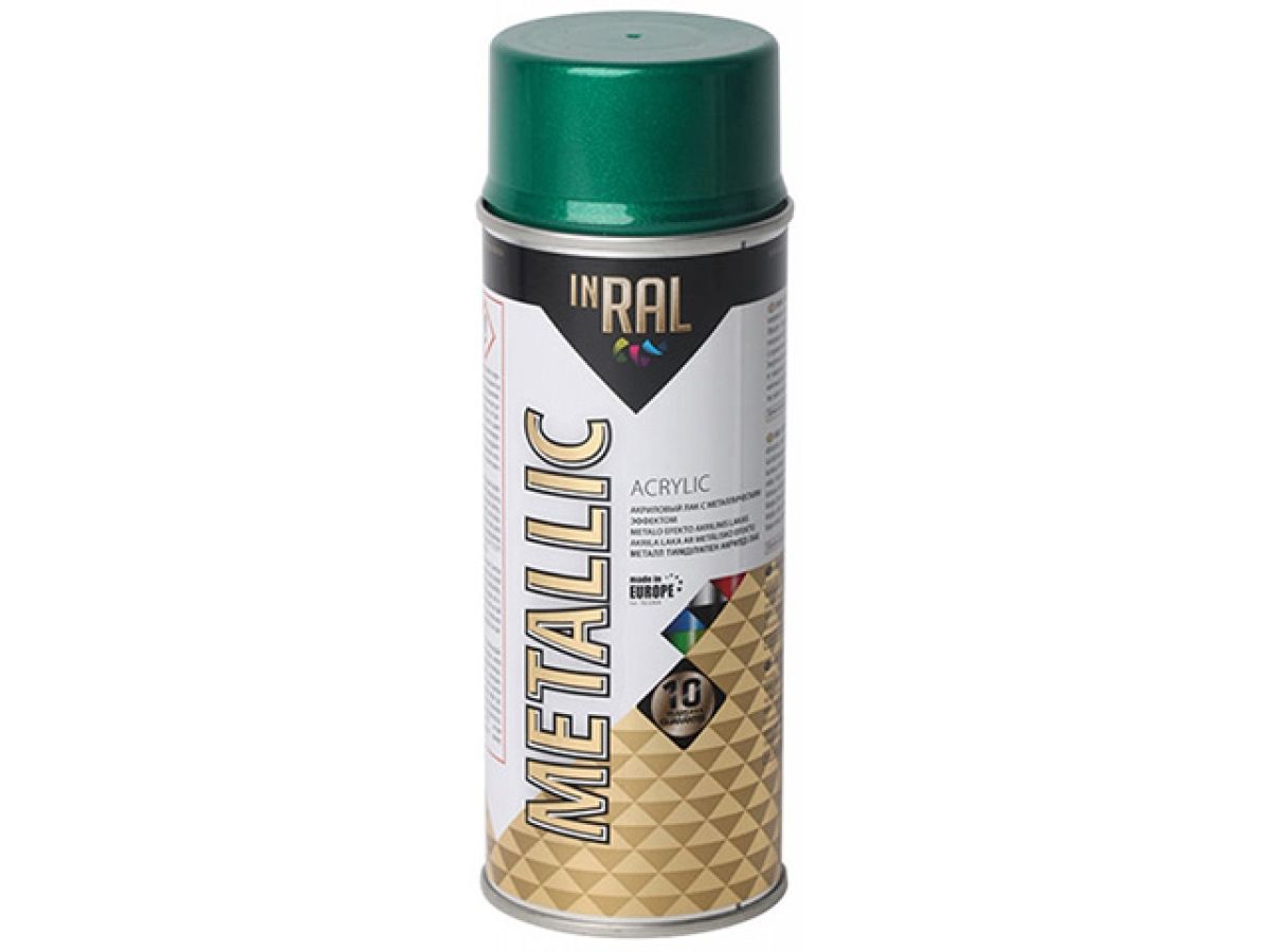 лак на акриловой основе зеленый inral metallic spray 400мл (цвет зеленый.) 26-7-8-002 от BTSprom.by