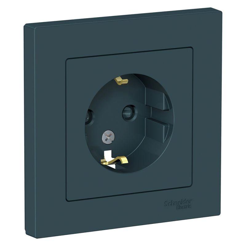 розетка 1-м сп atlasdesign 16а ip20 с заземл. защ. шторки в сборе изумруд se atn000844 от BTSprom.by