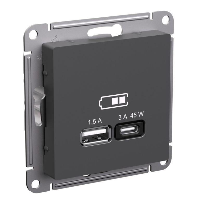розетка usb atlasdesign тип a+c 45вт высокоскор. зу qc pd механизм базальт se atn001429 от BTSprom.by