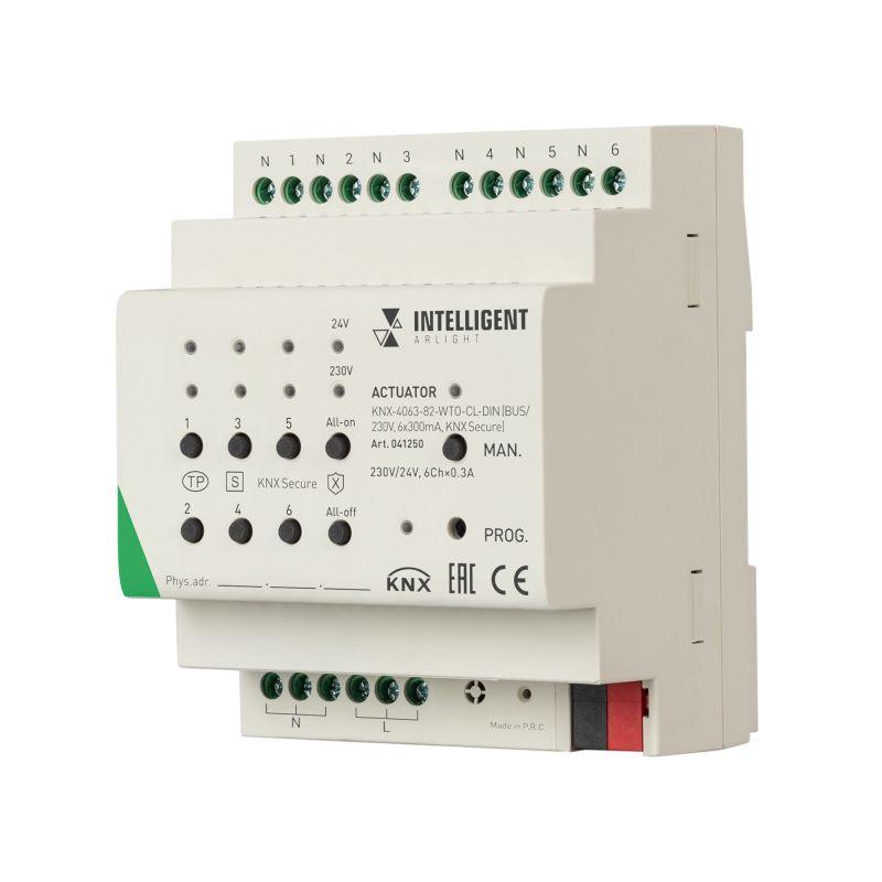 актуатор knx-4063-82-wto-cl-din (bus/230в 6х300ма knx secure) ip20 пластик intelligent arlight 041250 от BTSprom.by