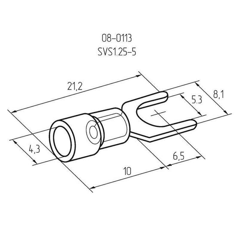  Наконечник вилочный изолир. (НВИ - 5.3мм) 0.5-1.5кв.мм (SVS1.25-5; VS1.25-5) REXANT 08-0113 фото в каталоге от BTSprom.by