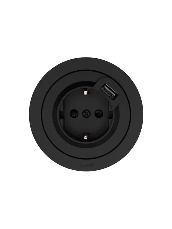 Розетка 1-м СП OSEN с заземл. + USB разъем механизм черн. бархат LEZARD 743-4288-181 фото в каталоге от BTSprom.by