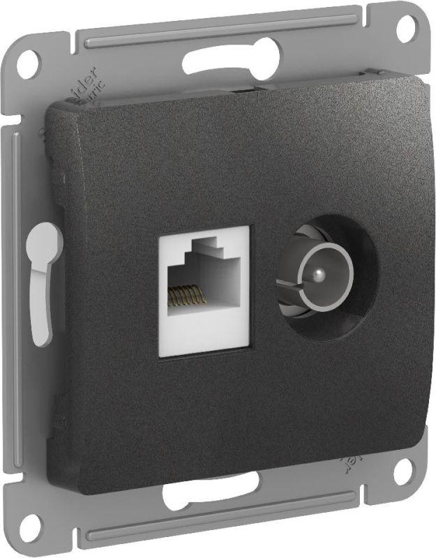 розетка компьютерная + телевизионная 2-м glossa rj45 кат.5e + tv механизм антрацит se gsl000789 от BTSprom.by