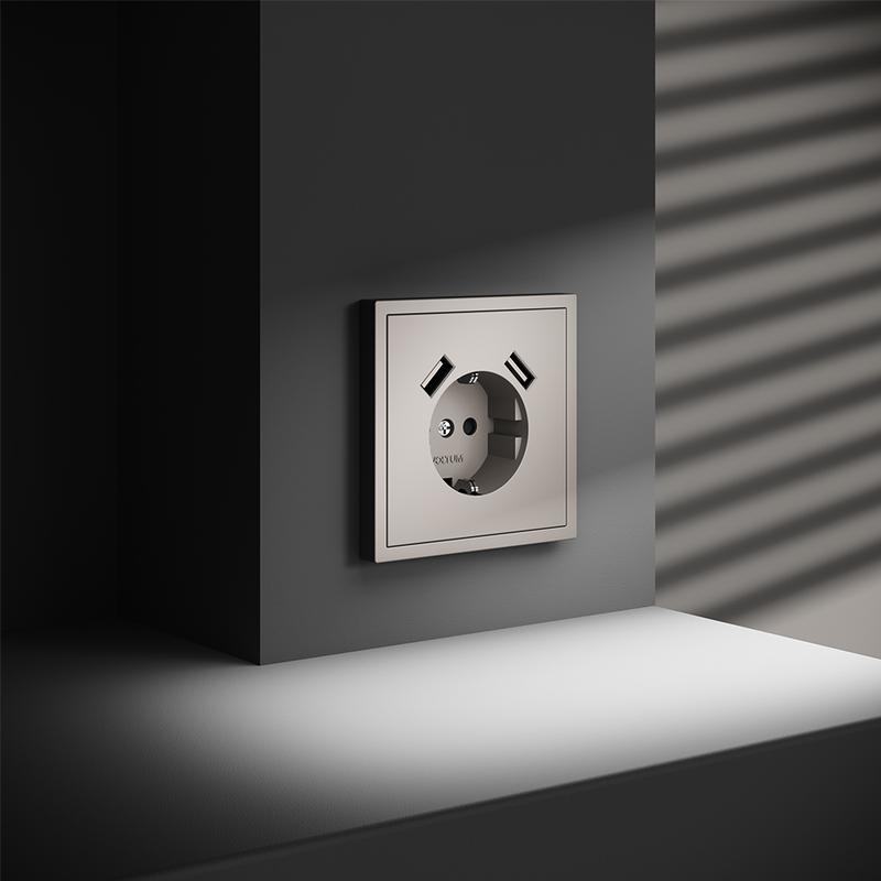  Розетка 1-м СП S70 16А с USB A+A с заземл. защ. шторки механизм кашемир Voltum VLS040403 фото в каталоге от BTSprom.by