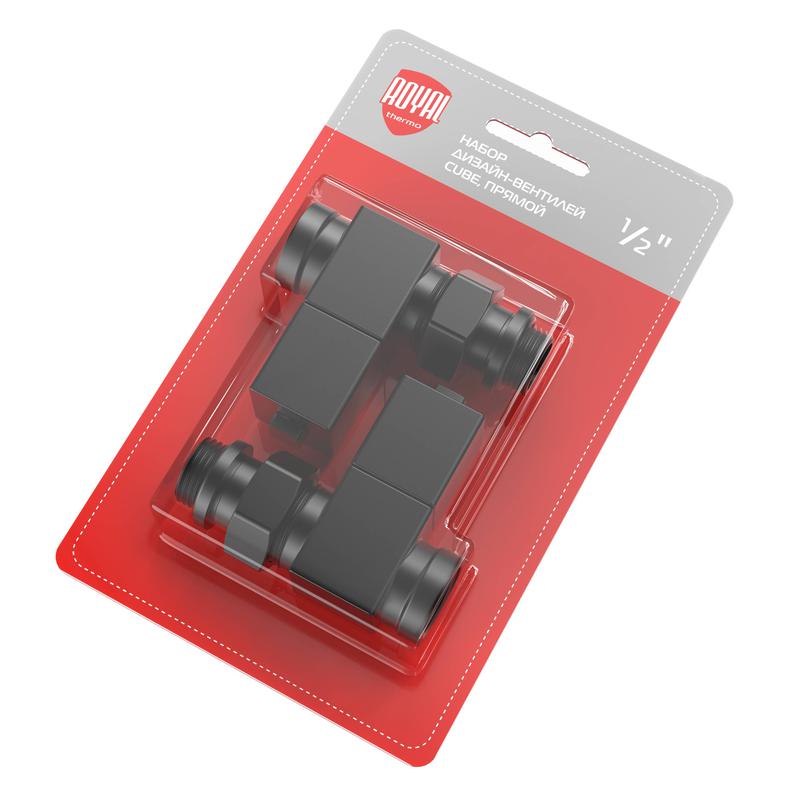 набор дизайн-вентилей cube прямой 1/2дюйм черн. royal thermo нс-1422575 от BTSprom.by