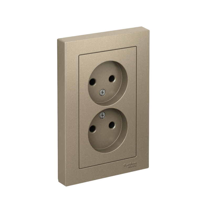 розетка 2-м сп atlasdesign 16а ip20 без заземл. в сборе шампань se atn000520 от BTSprom.by