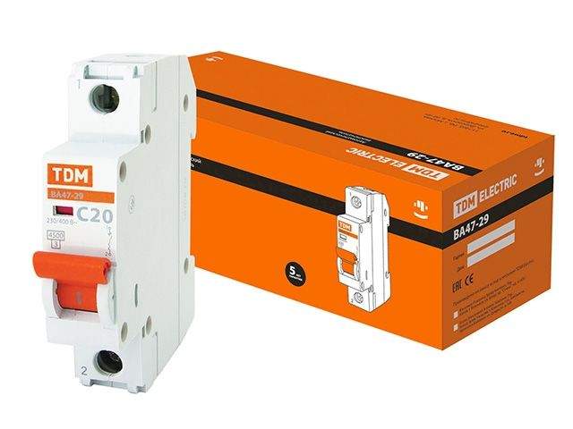 автоматич. выключатель ва47-29 1р 20а 4,5ка х-ка с tdm sq0206-0075 от BTSprom.by