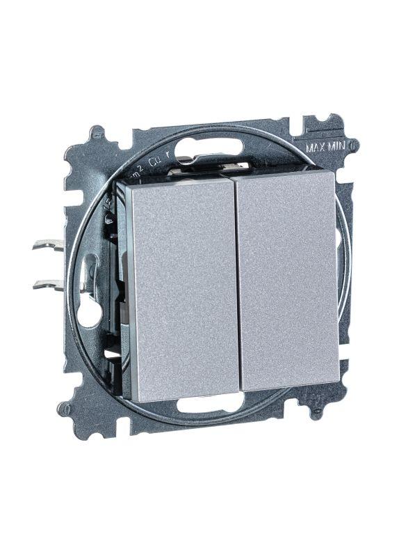  Переключатель 2-кл. СП Levit IP20 серебр./дым. черн. ABB 2CHH595245A6070 фото в каталоге от BTSprom.by