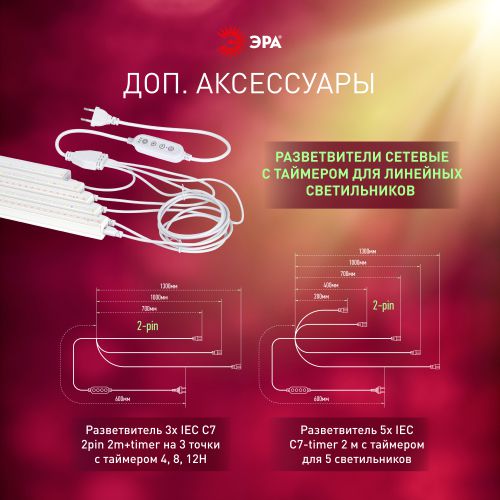  Светильник FITO-18W-PL-LINE 573-GR 18Вт Т5 линейный для растений красн./син. спектра Эра Б0066936 фото в каталоге от BTSprom.by