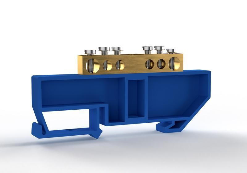 шина нулевая на din-изоляторе 6х9мм 6 отвер. латунь tokov electric tke-bcb-69-6-din/n от BTSprom.by