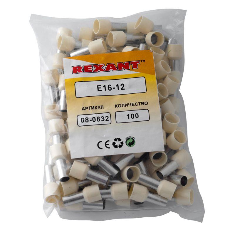  Наконечник штыревой втулочный изолир. НШВИ F-12мм 16кв.мм сл. кость Rexant 08-0832 фото в каталоге от BTSprom.by