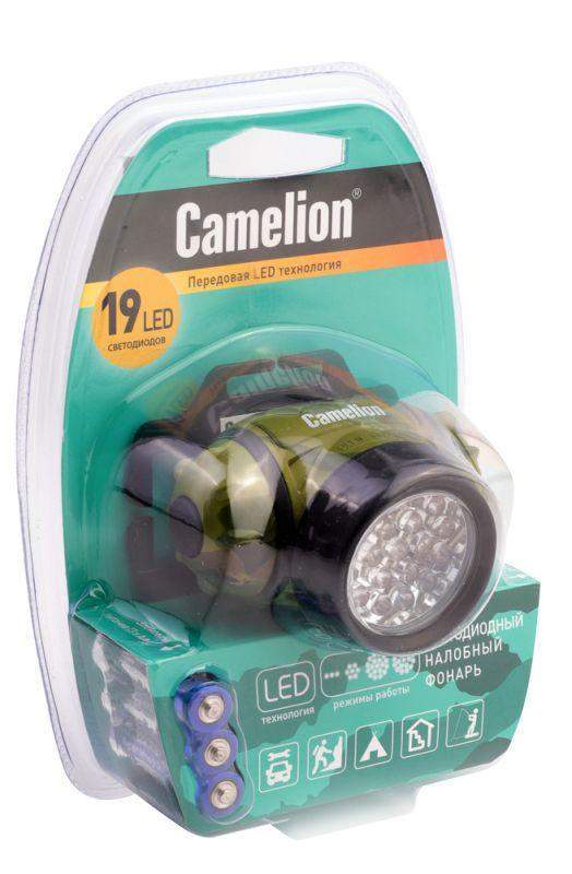 фонарь налобный led 5313-19f 4ml 19led 4 режима 3хlr03 (в компл.) камуфляж camelion 7538 от BTSprom.by