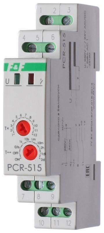 реле времени pcr-515 2х8а 230в 2перекл. ip20 задержка включ. монтаж на din-рейке f&f ea02.001.006 от BTSprom.by