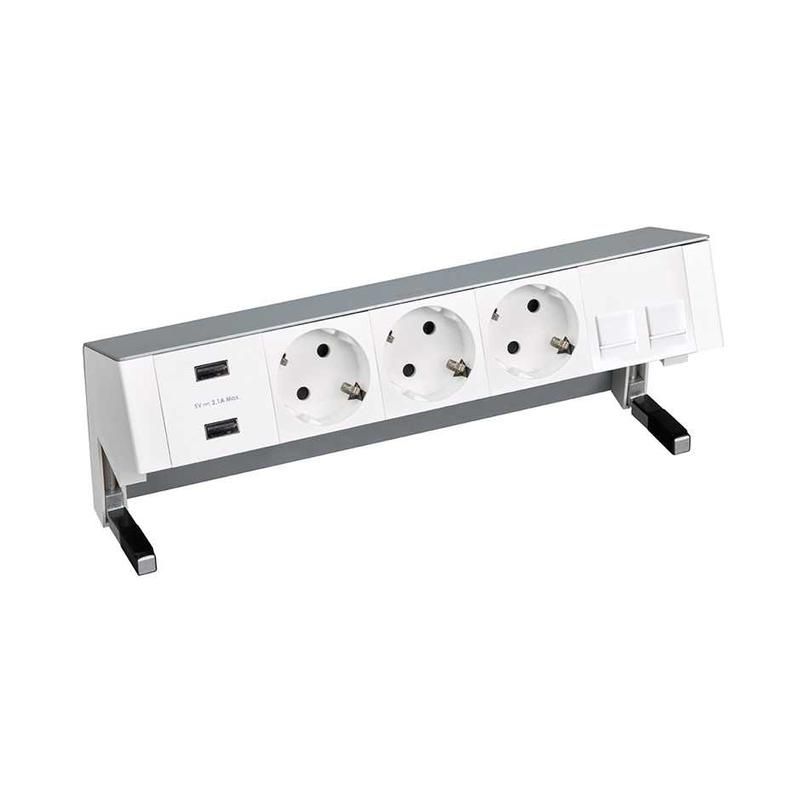 блок розеточный настольный simon 400 3х2p+e 2хusb зарядное устройство адаптер для 2хrj45 моноблок алюм. simon 42523020-133 от BTSprom.by