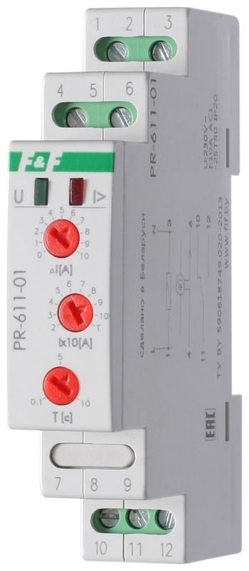 реле тока рr-611-01 (исп.1 (20-110а); с задержкой отключения; монтаж на din-рейке 35мм 230в 10а ip20) f&f ea03.004.003 от BTSprom.by