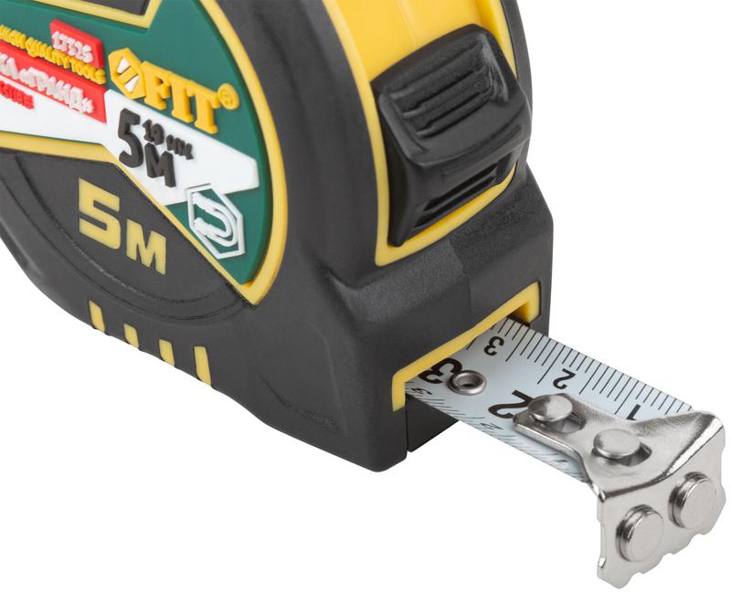  Рулетка Гранд 5мх19мм калибр. лента; нейлон. покрытие; магн. крючок; двойной стопор; прорезиненный корпус FIT 17325 фото в каталоге от BTSprom.by