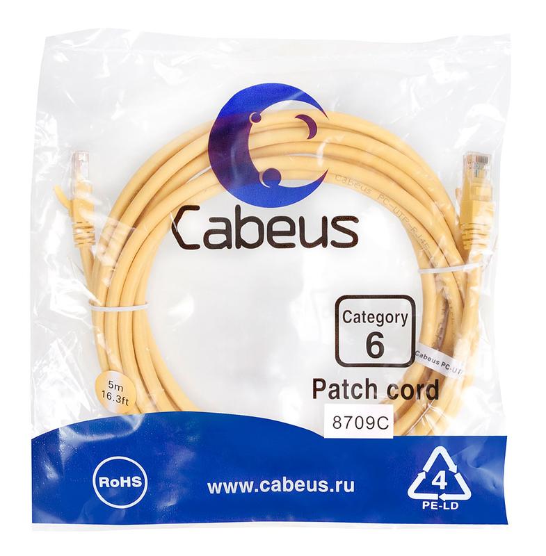 патч-корд u/utp кат.6 pc-utp-rj45-cat.6-5m-yl 2xrj45/8p8c неэкранир. pvc 5м желт. cabeus 8709c от BTSprom.by