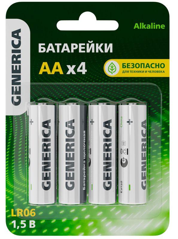 элемент питания алкалиновый aa/lr6 alkaline (блист.4шт) generica abt-lr06-st-l04-g от BTSprom.by