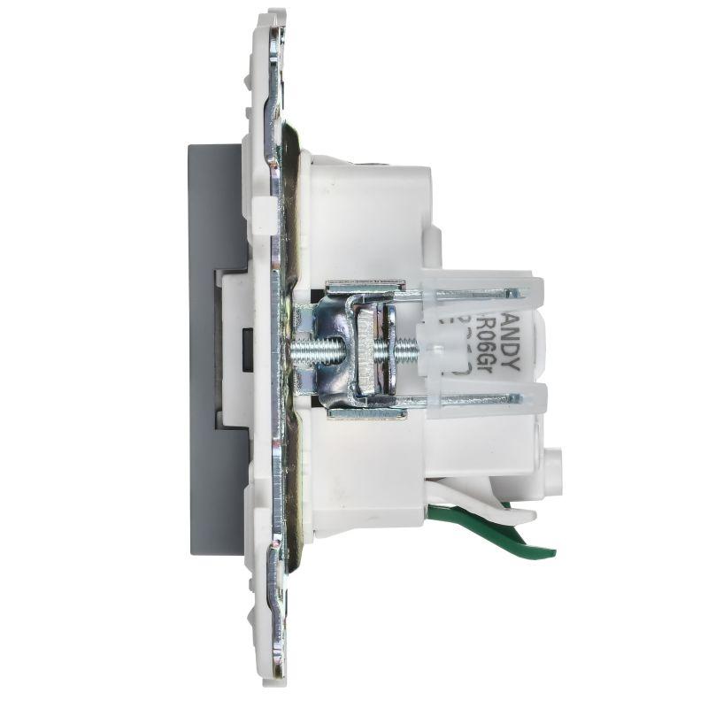  Розетка SKANDY 16А с заземл. защ. шторки безвинт. крепл. SK-R06Gr сер. IEK SK-R14-16-1-K03 фото в каталоге от BTSprom.by