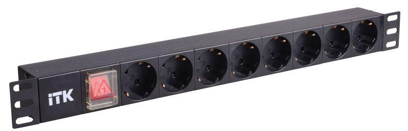 блок розеток 8-м pdu 1u вх. c14 немецк. стандарт с led-выкл. без шнура алюм. профиль itk ph12-8d3 от BTSprom.by