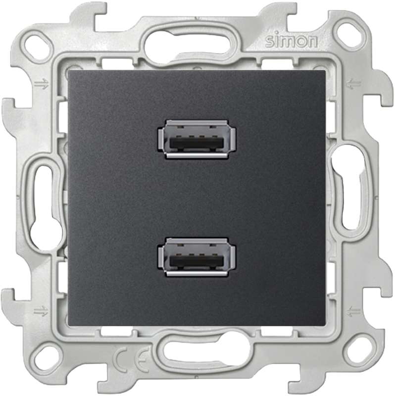 розетка usb 2-м сп simon 24 ip20 коннектор механизм графит simon 2411090-038 от BTSprom.by