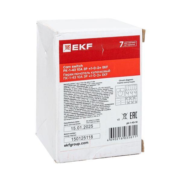  Переключатель кулачковый ПК-1-43 3П 10А "1-0-2" EKF pk-1-43-10 фото в каталоге от BTSprom.by