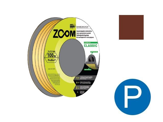 уплотнитель "p" коричневый 9x5,5мм сдвоенный профиль (2х50м) zoom classic 02-2-4-107 от BTSprom.by