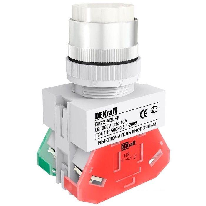выключатель кнопочный abfp вк-22 d22мм 220в с фиксацией бел. dekraft 25133dek от BTSprom.by