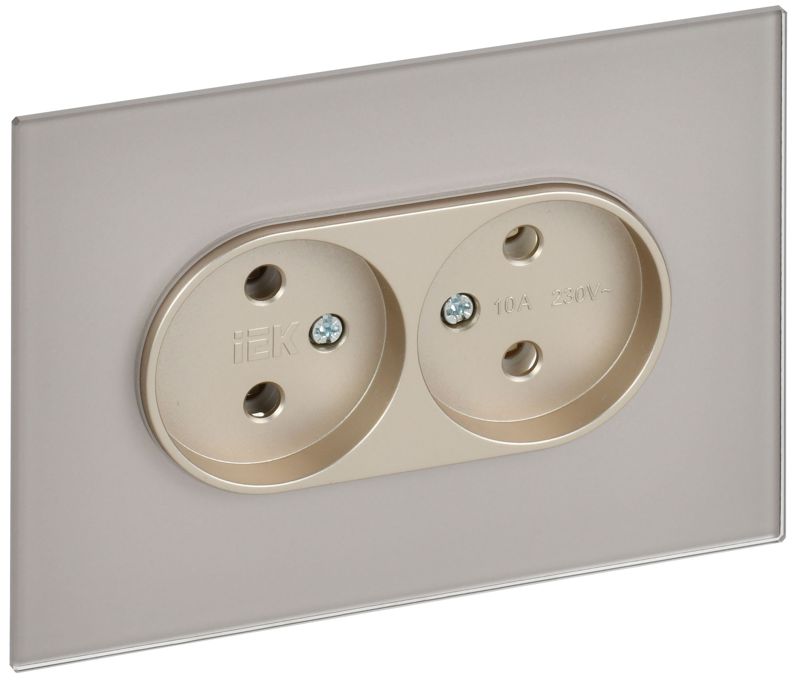 розетка 2-м skandy 10а без заземл. без защ. шторок для плоской вилки sk-r03sh шампань iek sk-r20-10-k37 от BTSprom.by