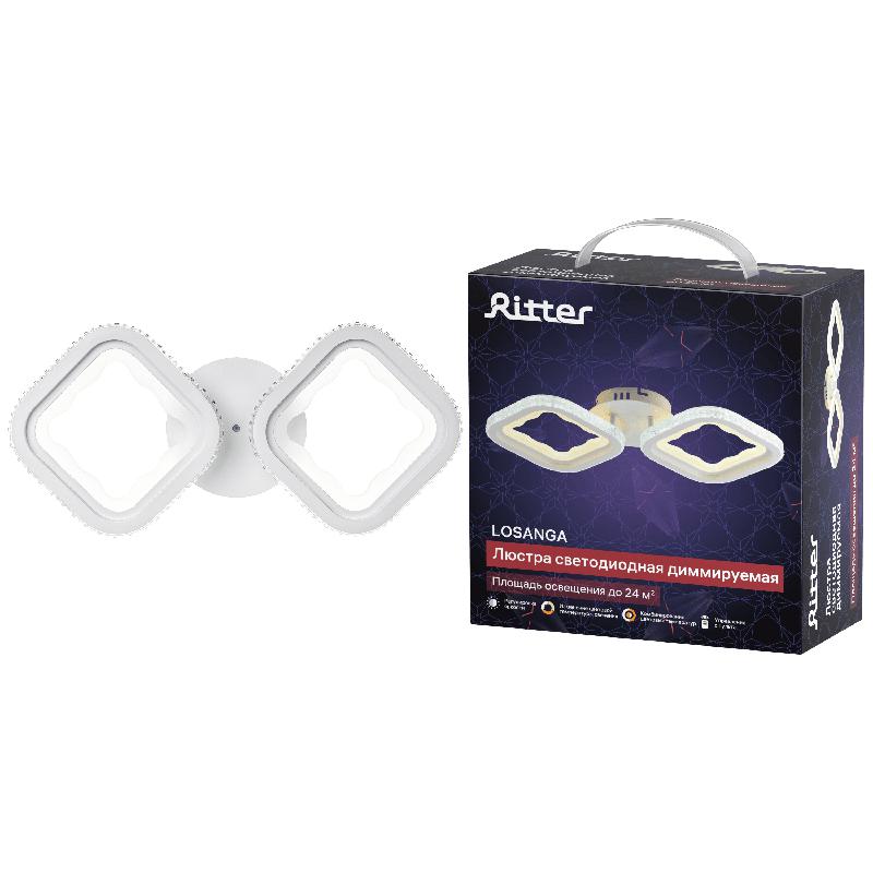 люстра потолочная светодиодная диммируемая losanga с ду 3 режима 465х220х90 80вт 24кв.м бел. ritter 52930 3 от BTSprom.by