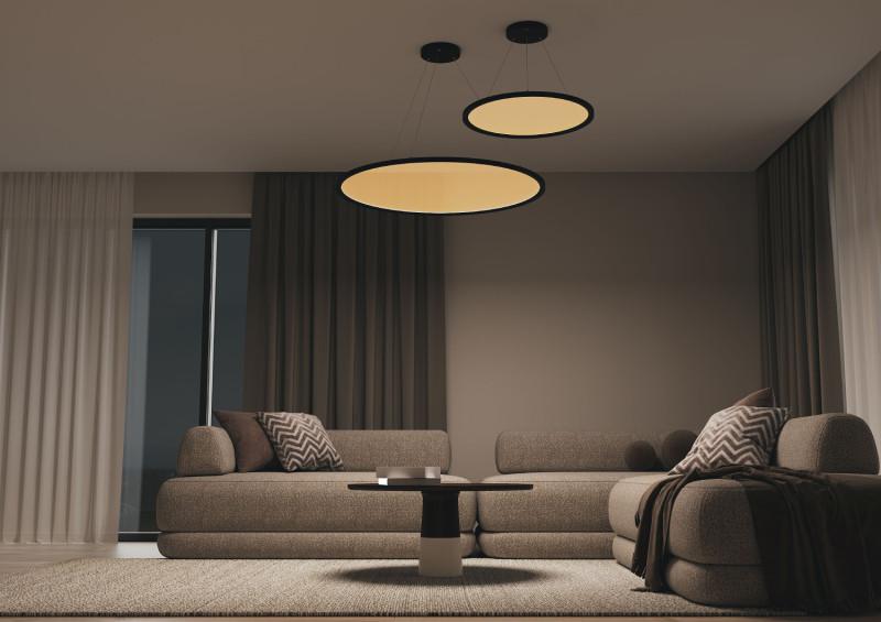  Светильник Veil подвесной горизонтальный со светодиодом H900 d1000 220В 96Вт 3000-6000К IP20 черн. алюм. DENKIRS DK6620-BK фото в каталоге от BTSprom.by