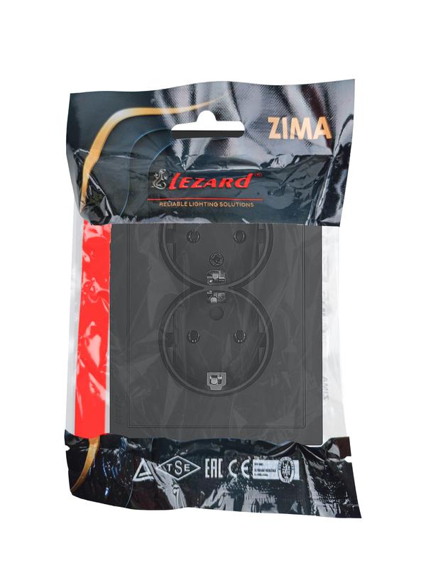  Розетка 2-мест. б/з СП ZIMA IP20 16А ПБТ безвинт. зажим черн. бархат LEZARD 704-4200-128BQC фото в каталоге от BTSprom.by