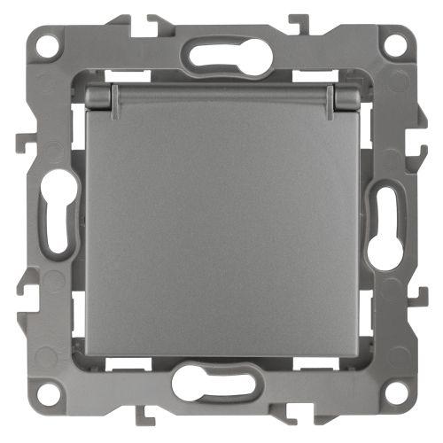 розетка 1-м сп эра12 12-2103-12 16а ip20 16ax 250в 2p+e schuko защ. шторки с крышкой механизм графит эра б0019327 от BTSprom.by