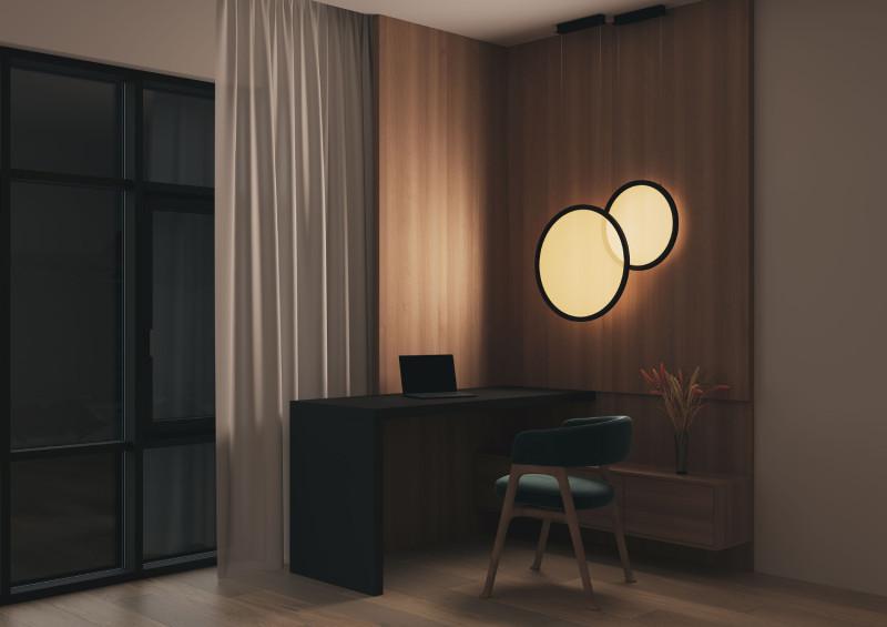  Светильник Veil подвесной вертикальный со светодиодом H1500 d400 220В 36Вт 3000-6000К IP20 черн. алюм. DENKIRS DK6604-BK фото в каталоге от BTSprom.by