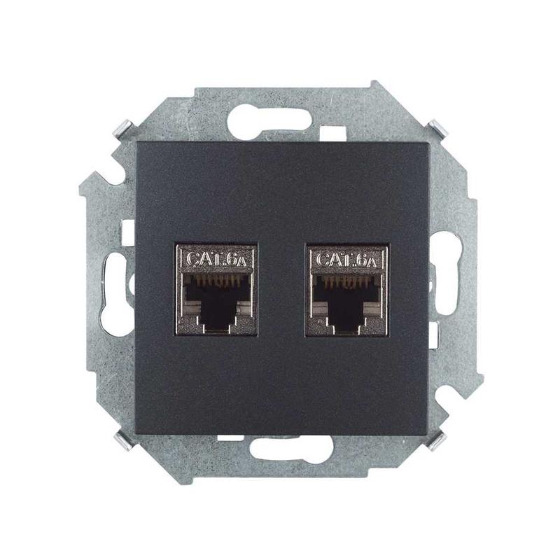 розетка компьютерная 2-м rj45 кат.6a amp ftp графит simon 1591564-038 от BTSprom.by