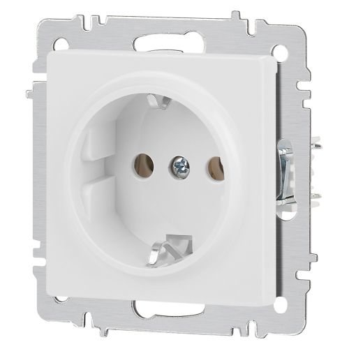  Розетка 1-м СП Accent 6-202-01М 16А IP20 250В 2P+E Schuko бел. матов. Intro Б0063681 фото в каталоге от BTSprom.by
