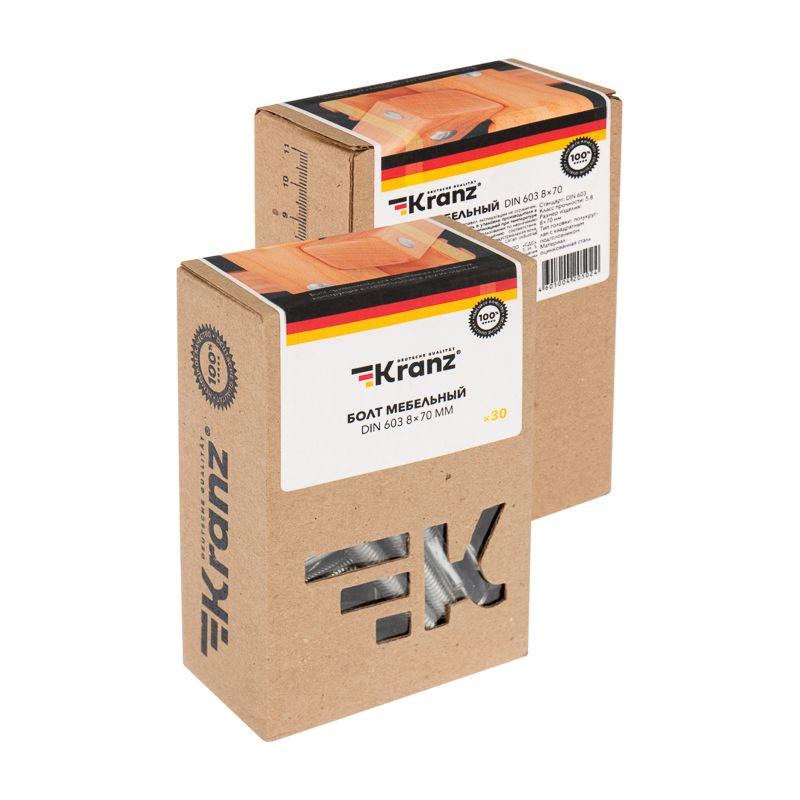  Болт мебельный 8х70 DIN 603 (уп.30шт) Kranz KR-01-3511-024 фото в каталоге от BTSprom.by