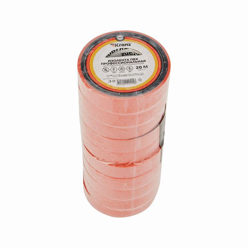  Изолента ПВХ профессиональная 0.18х19мм 20м красн. Kranz KR-09-2804 фото в каталоге от BTSprom.by