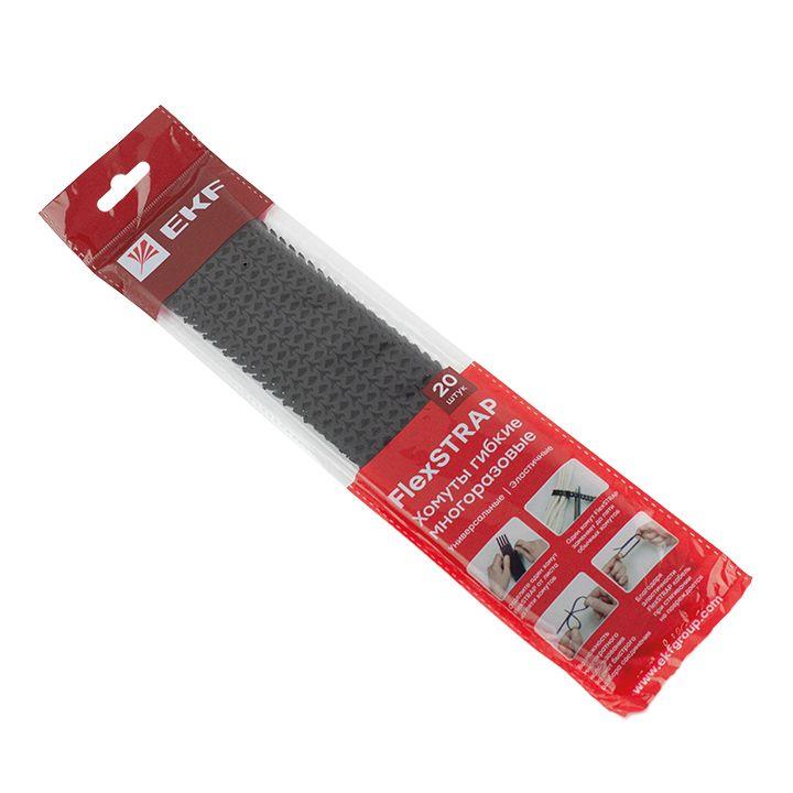 хомут гибкий многоразовый черн. flexstrap (уп.20шт) proxima ekf plc-fs-br от BTSprom.by